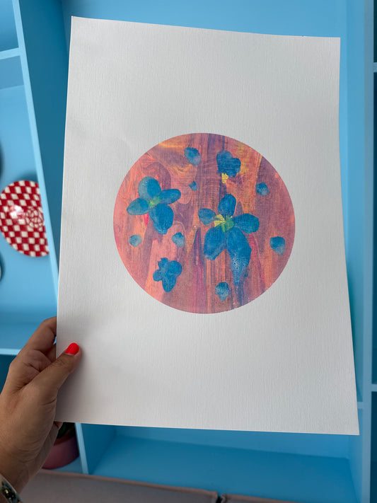 Mono print Screen Print Flower 2