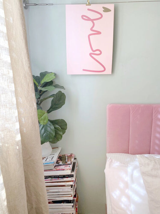 LOVE XL  Pink on Pink with Khaki Heart
