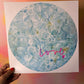 Hydrangea graphic print with Love screen print overlay